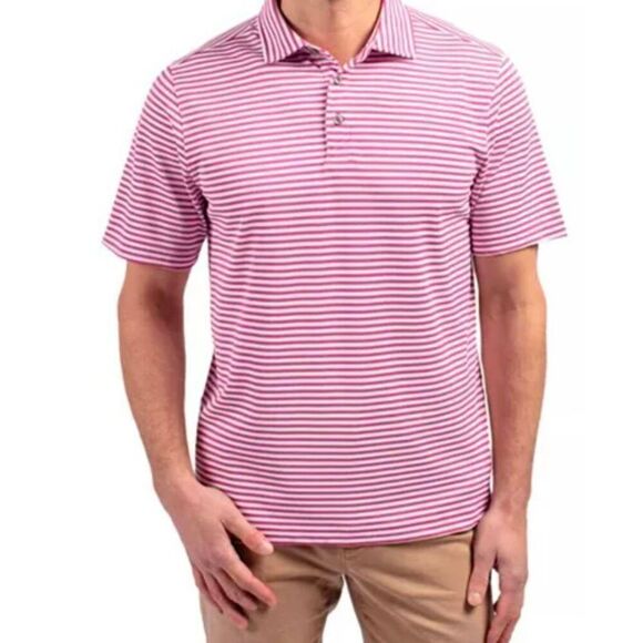 CUTTER & BUCK Virtue Eco Pique Stripe Recycled Polo Shirt Size Medium - Picture 1 of 5